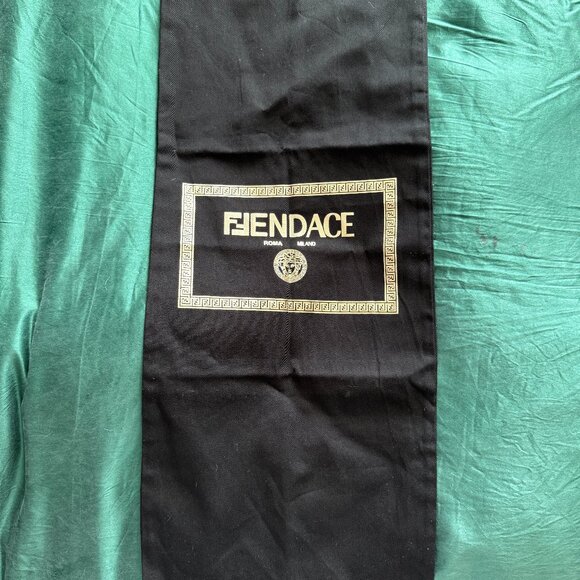 Fendace Dust Bag | Versace x Fendi Collaboration | Black with Gold Logo - Picture 1 of 4